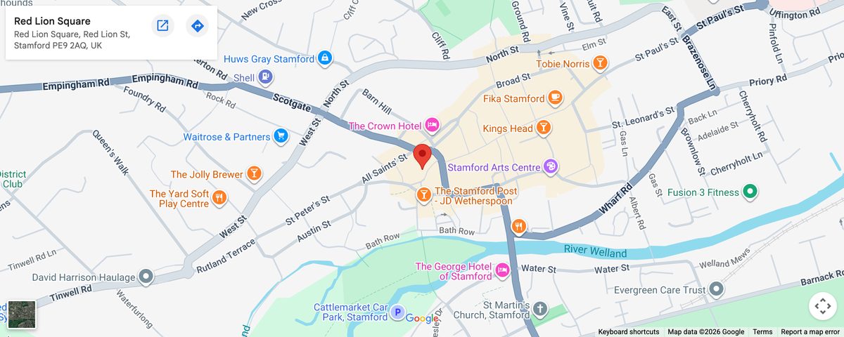 Map showing Kervan Cafe at 7 Red Lion Square, Stamford